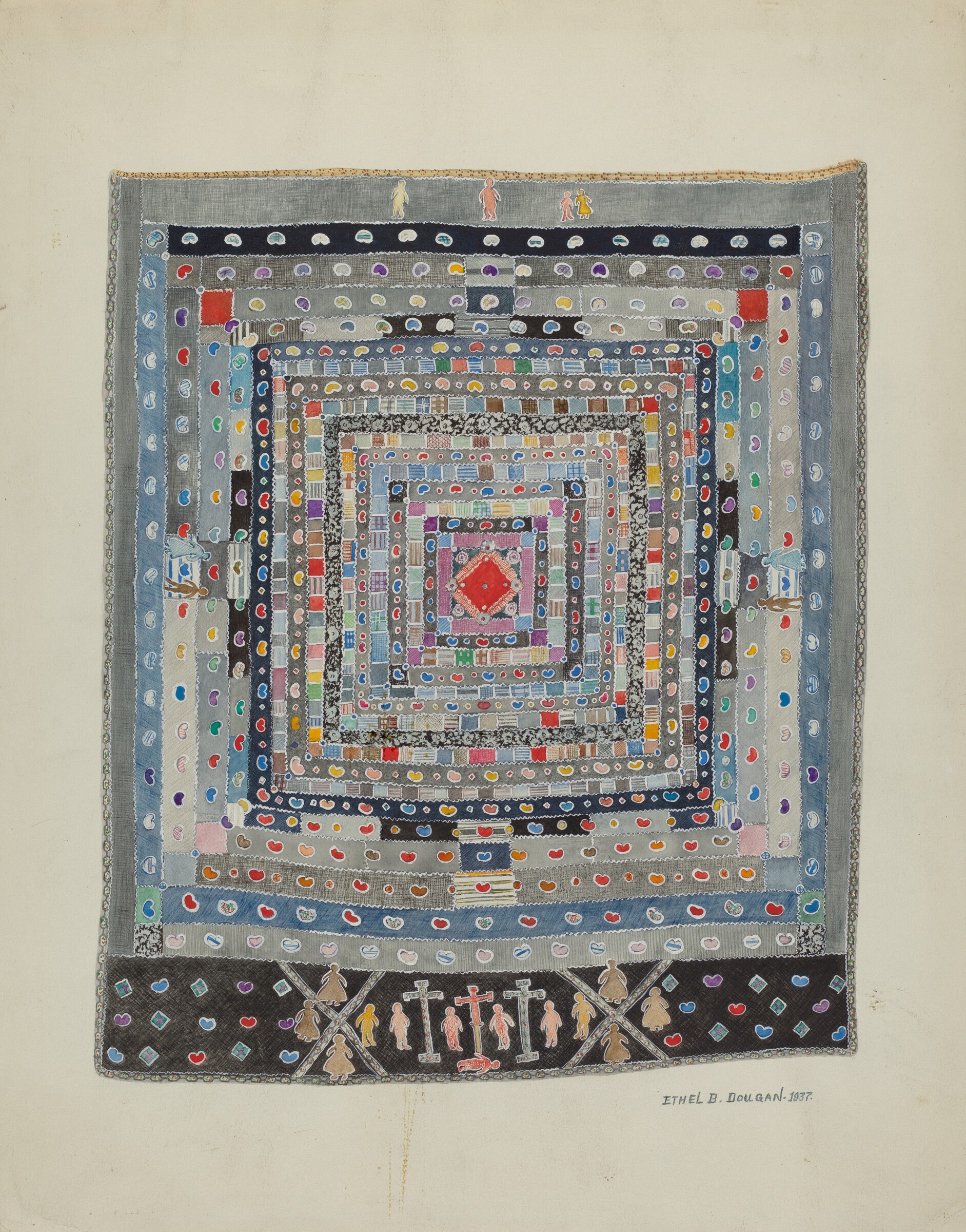 Pieced Bed Cover, Ethel Dougan, 1937