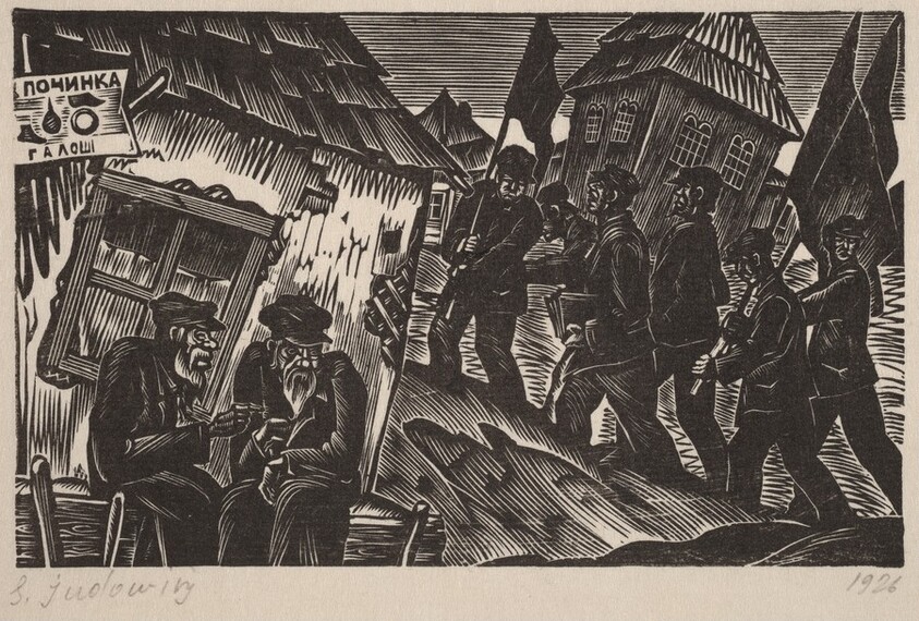 Demonstrators with Flags