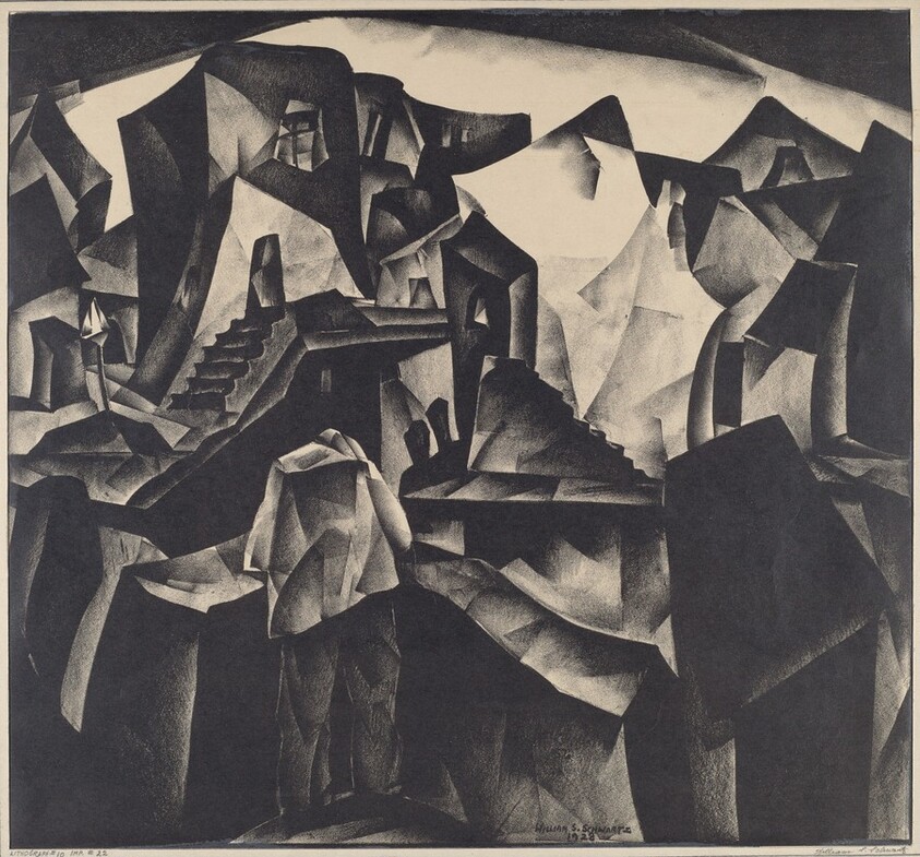 Lithograph #10 (Dwellings Along The River)