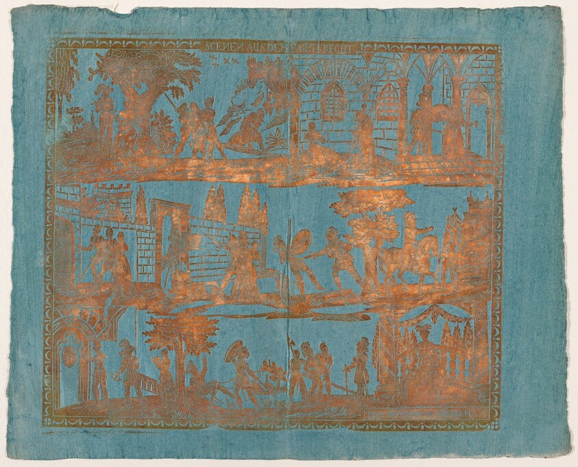 Endpaper with Scenes from the Life of a Knight