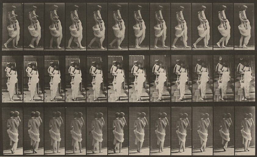 Plate Number 35. Walking and carrying child on right arm