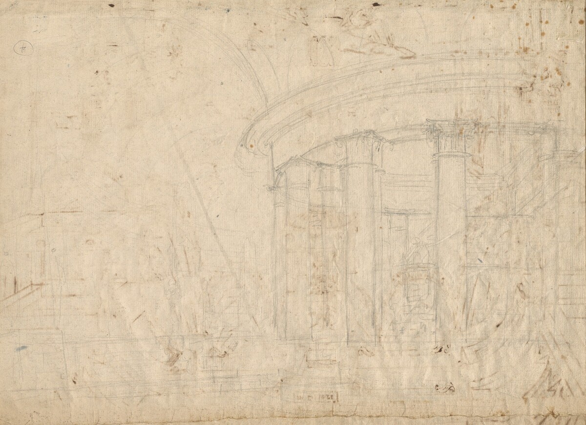 Architectural Fantasy on a Round Temple Enclosed with an Ambulatory (verso)
