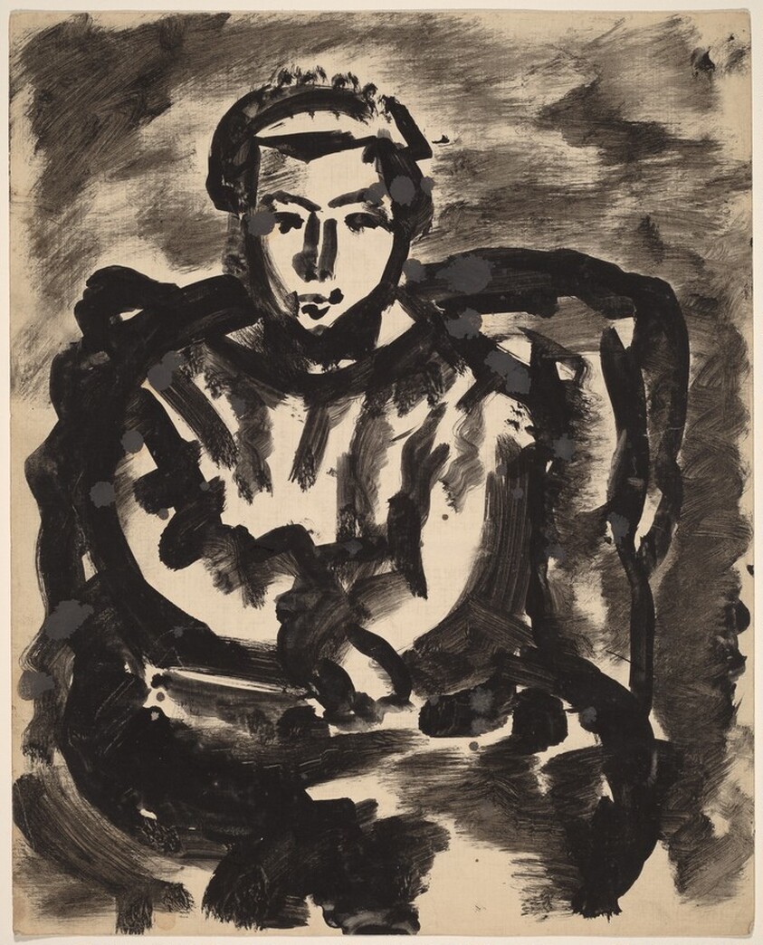 Seated Figure in Armchair with Hands in Lap