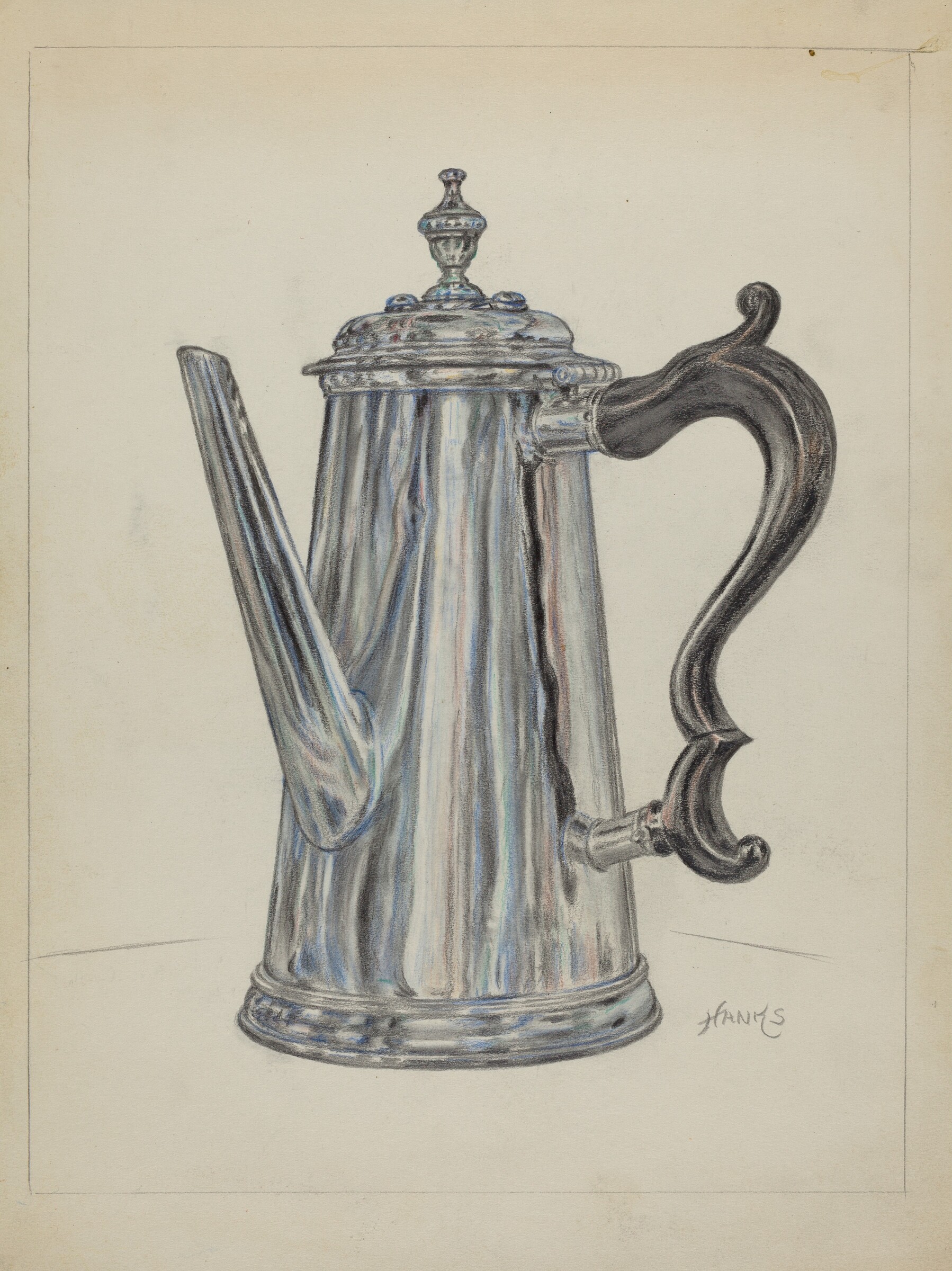 Silver Chocolate Pot, Fletcher Hanks, c. 1936