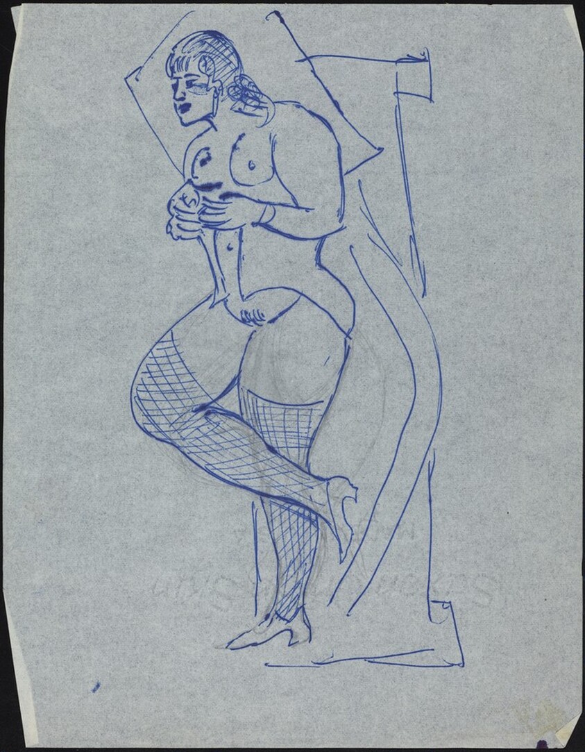 Nude Woman with Fishnet Stockings