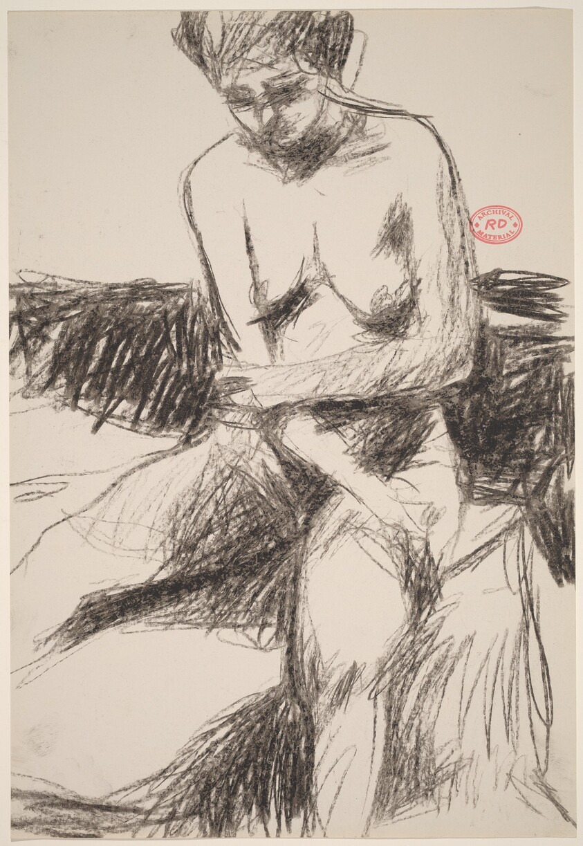 Untitled [seated female nude holding her elbow]