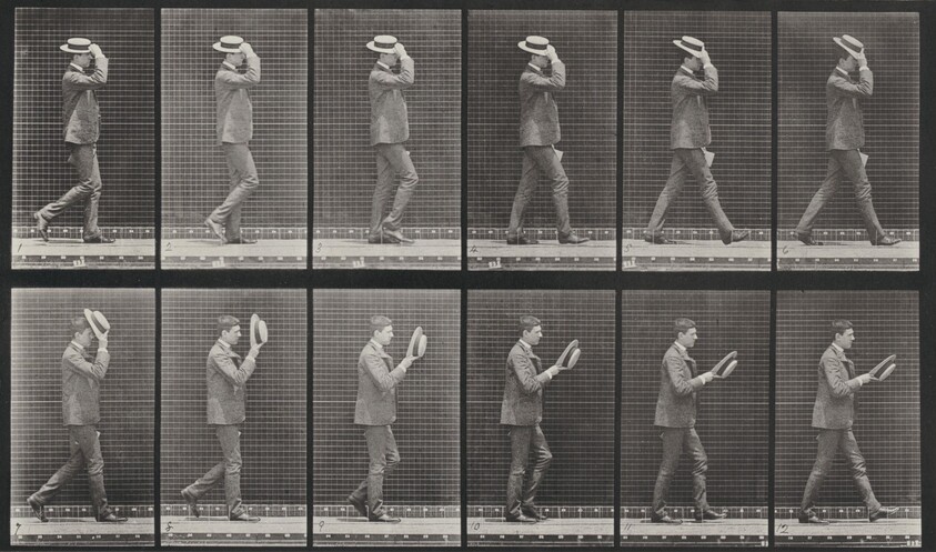 Plate Number 44. Walking and taking off a hat