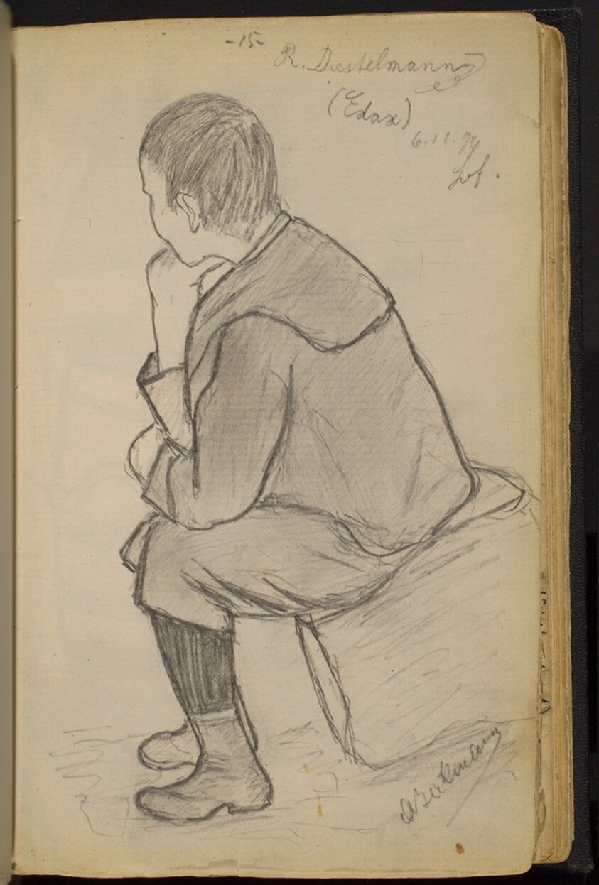 Boy Seated on Rock with His Hand on His Chin (R. Diestelmann)