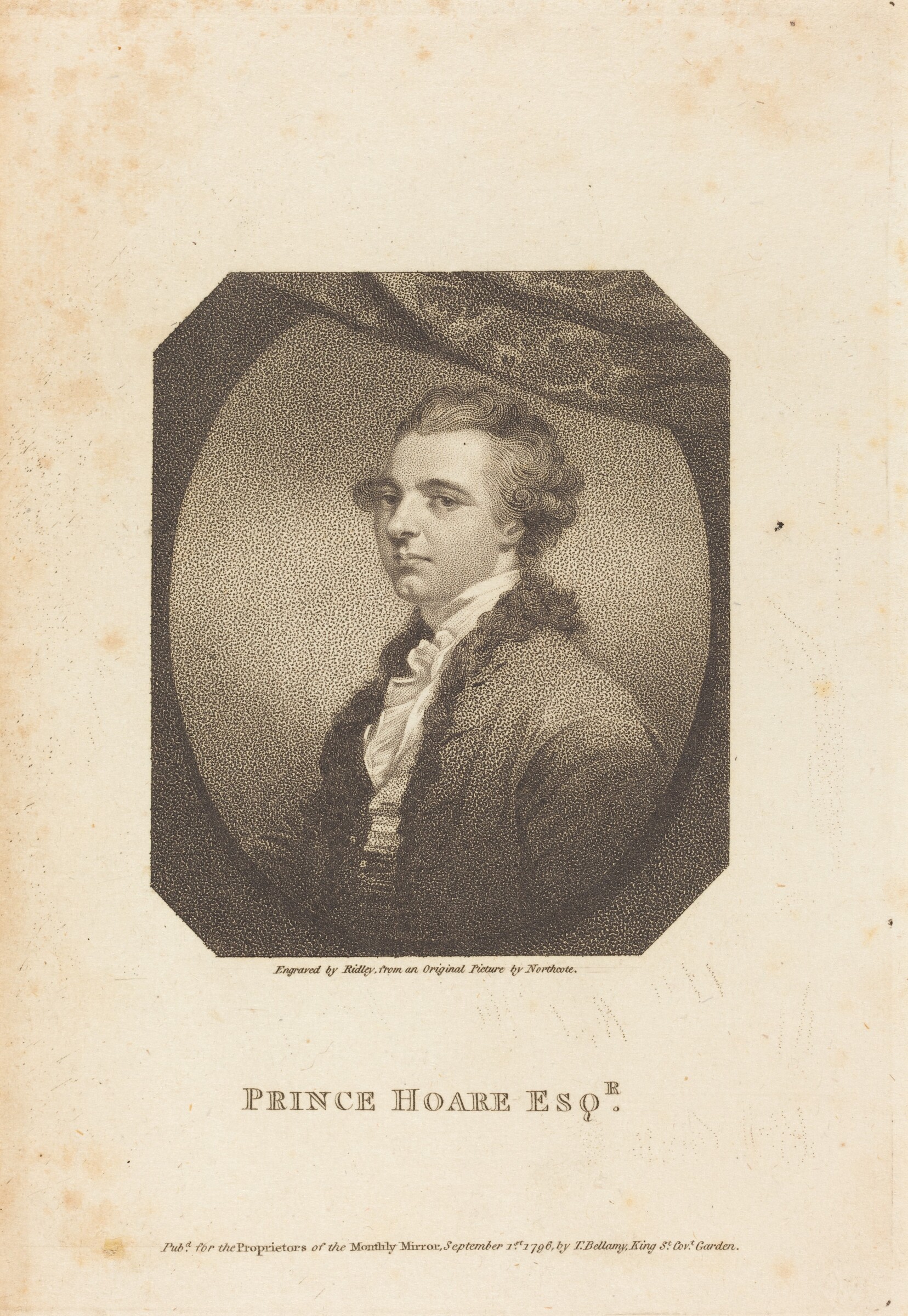 Prince Hoare Esq., William Ridley after James Northcote, published 1796