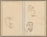 A Grazing Cow; Head of a Woman with Her Hand on Her Cheek, and Head of a Man with His Hand on His Ear [verso], Paul Gauguin, 1884-1888