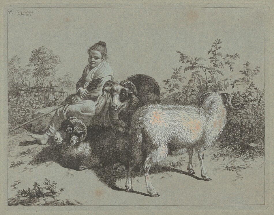 Shepherd Boy with Sheep by Francesco Londonio