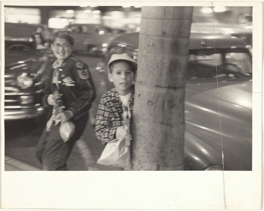 Boys in parking garage--Beverly Hills, California