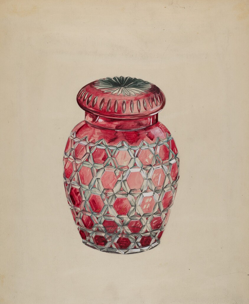 Ruby Case Glass Rose Jar