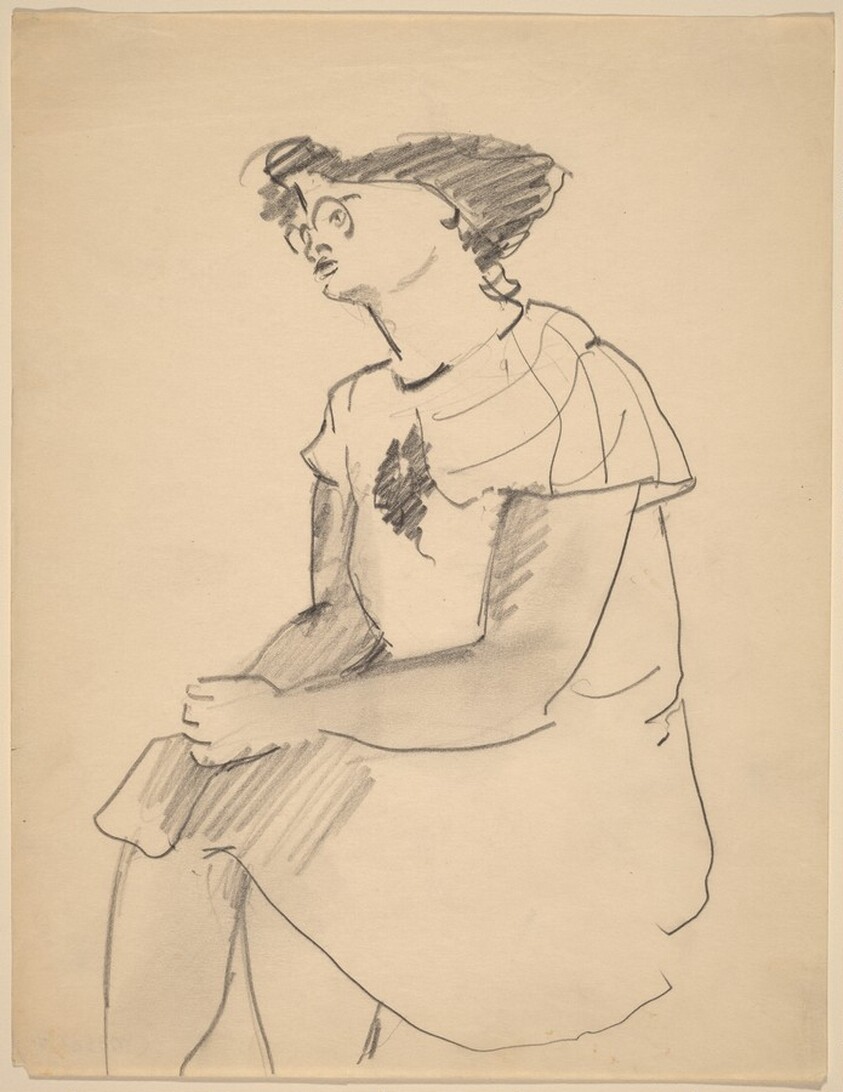 Seated Woman with Eyeglasses Turned to the Left, Hands on Lap