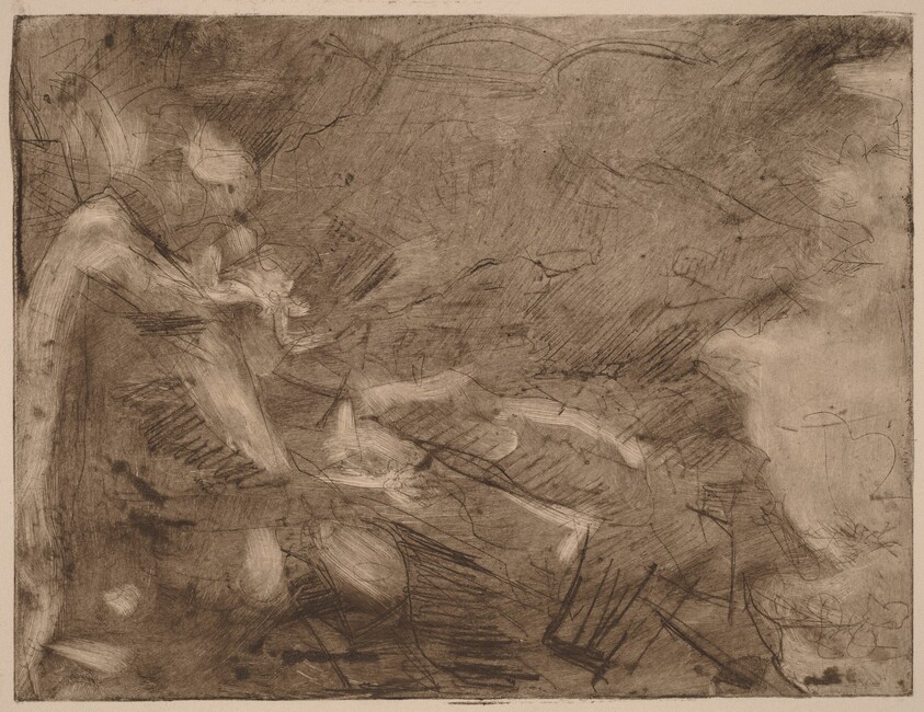 Mountain Stream with Bathers