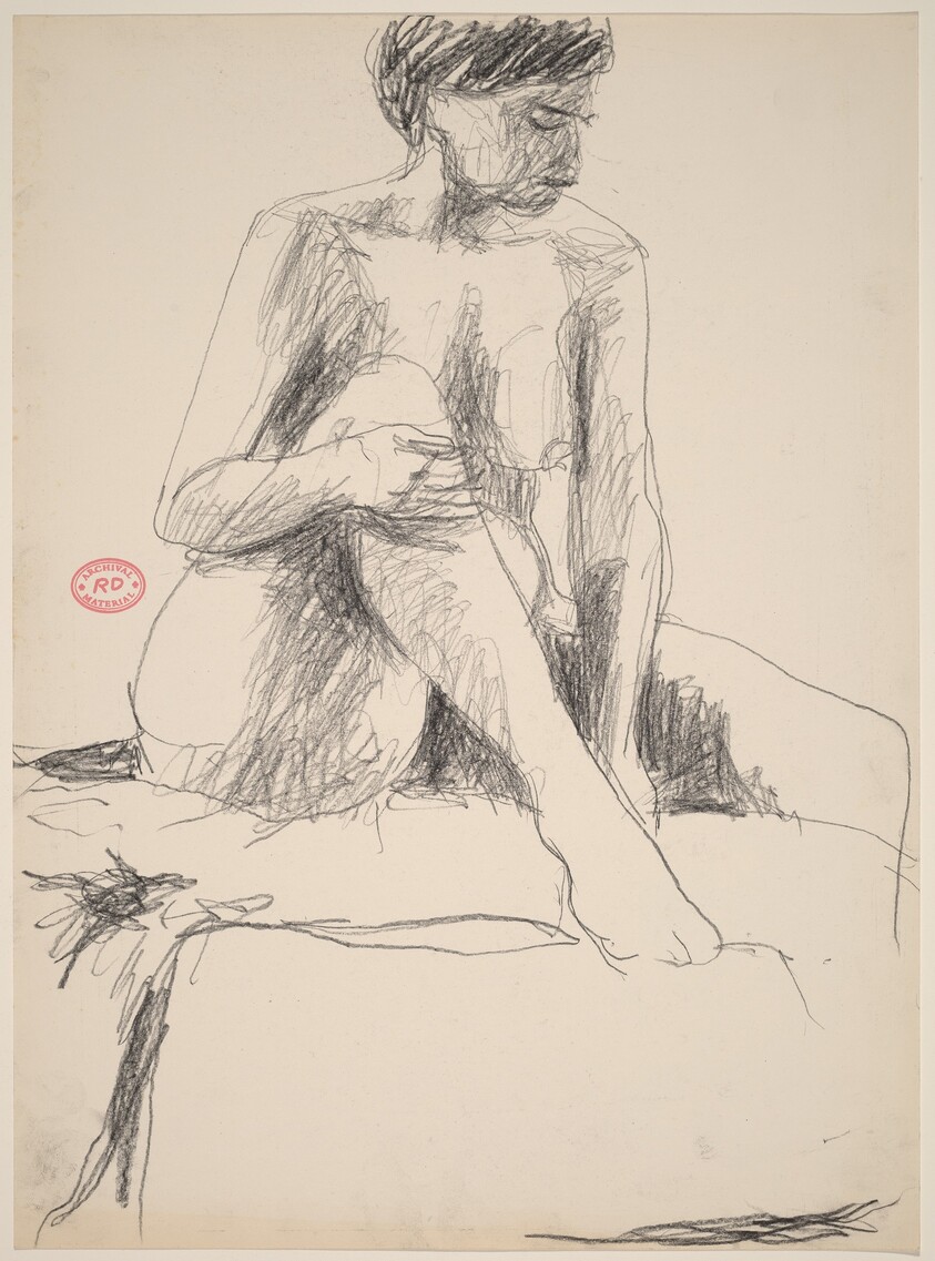 Untitled [seated nude holding her right leg with both hands]