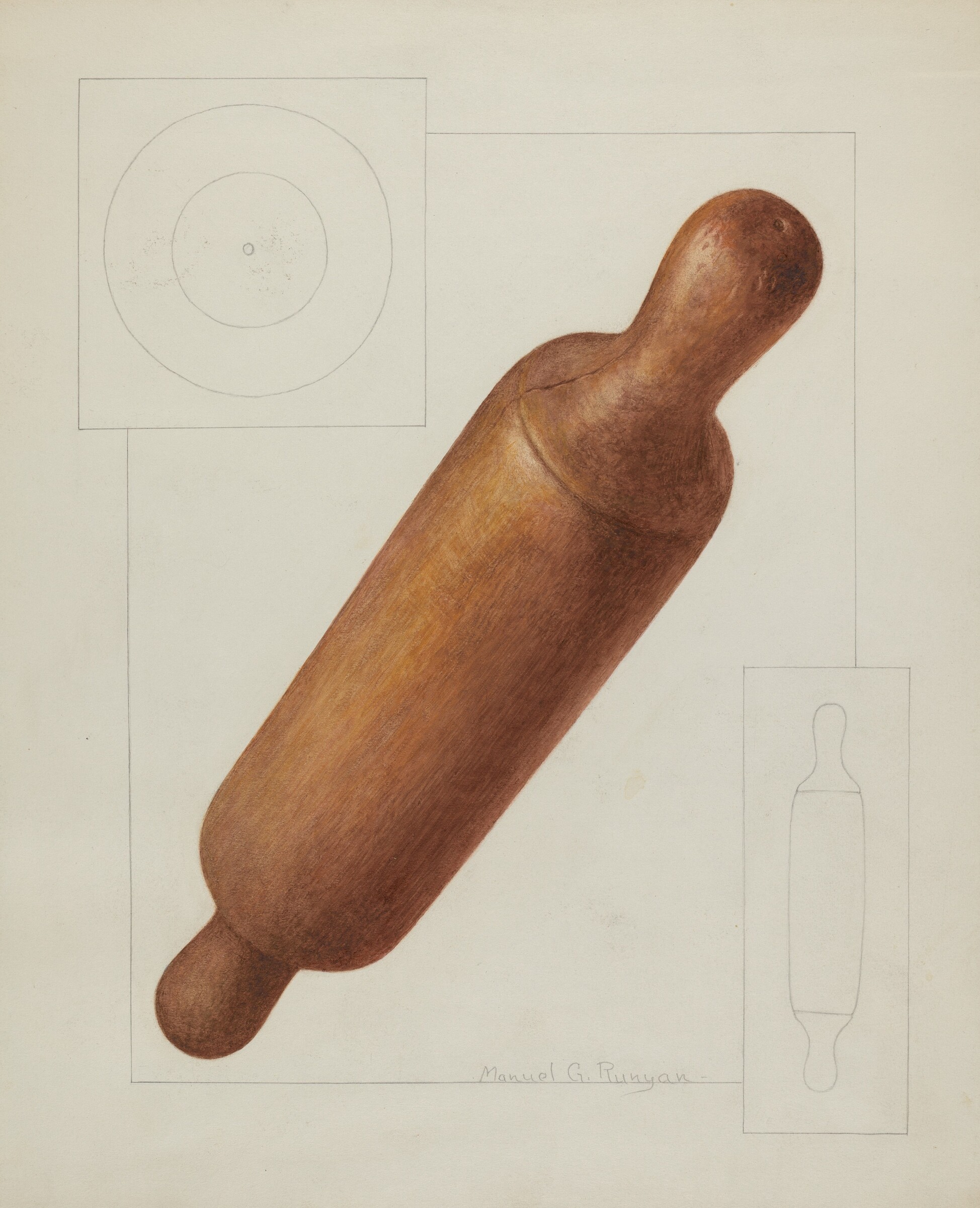 Dough Rolling Pin, Manuel G. Runyan, c. 1937