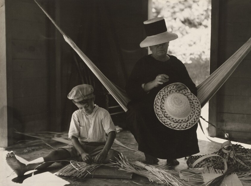 Woman and Boy Making Straw Hats, St. Thomas, Virgin Islands