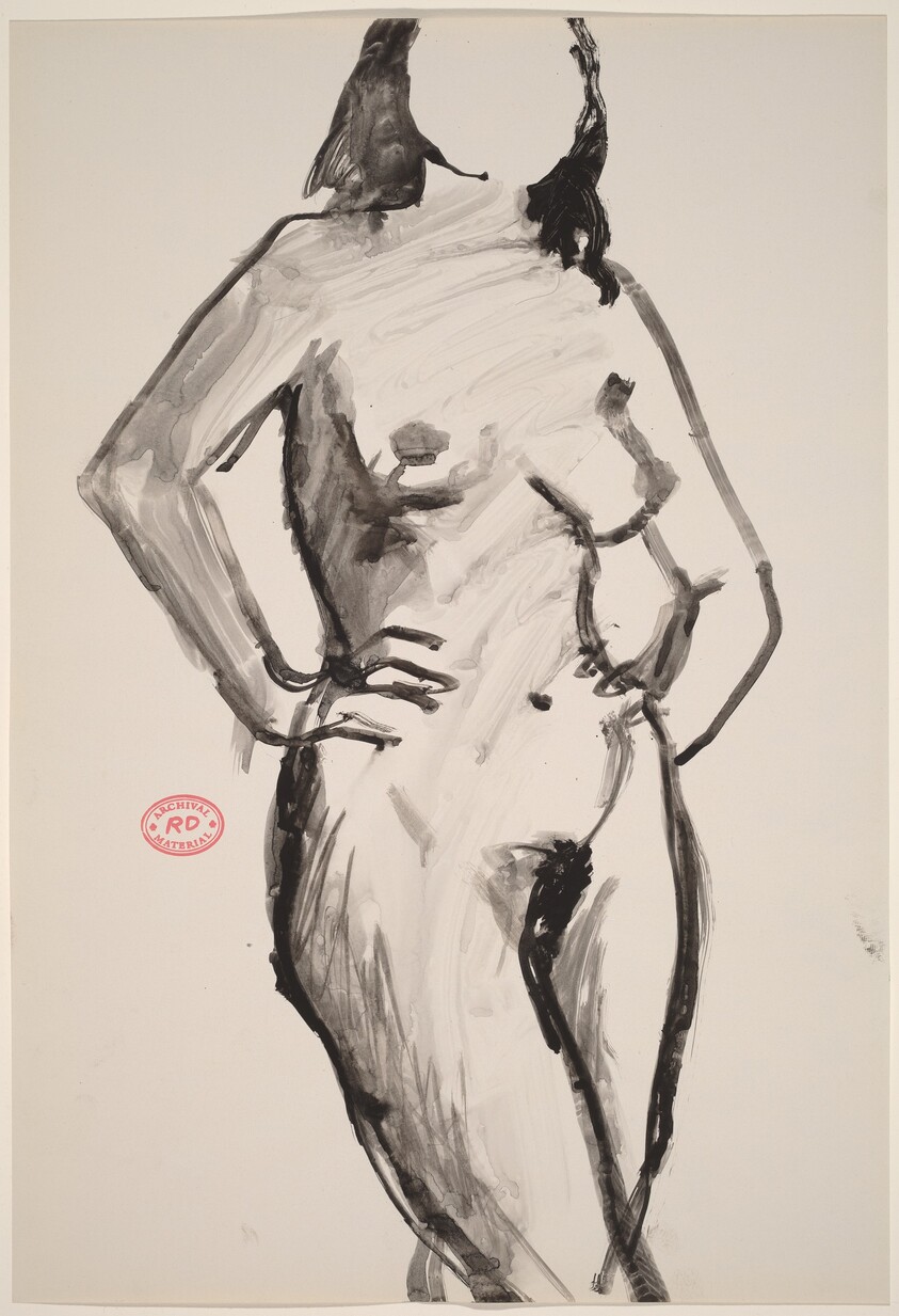 Untitled [standing female nude with arms akimbo]