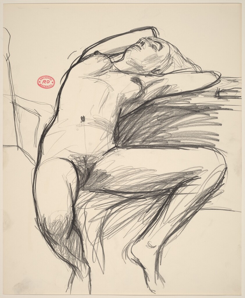 Untitled [seated nude stretching back with her head and arms]