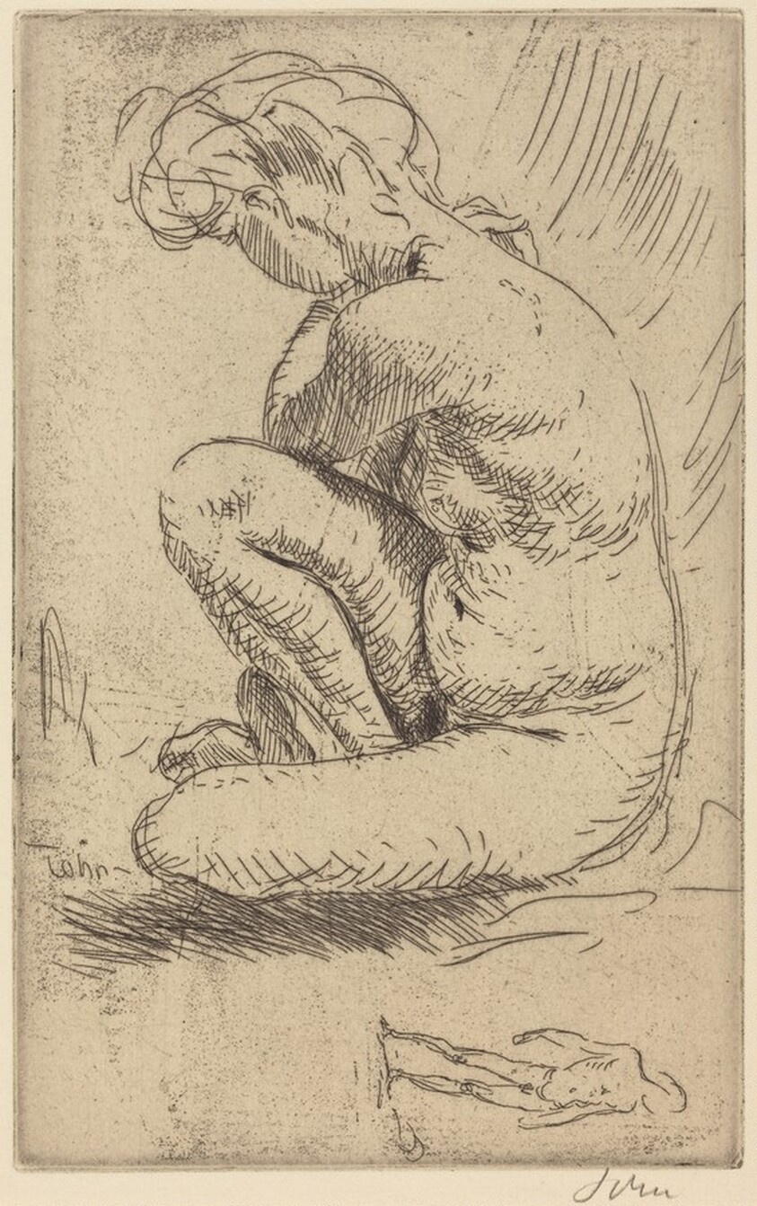 Nude Girl Seated, with One Knee Raised