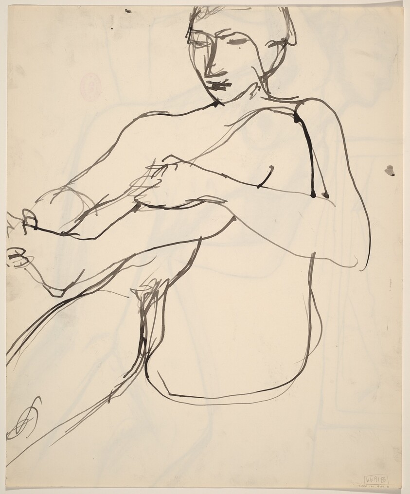 Untitled [seated female nude holding her left foot] [verso]