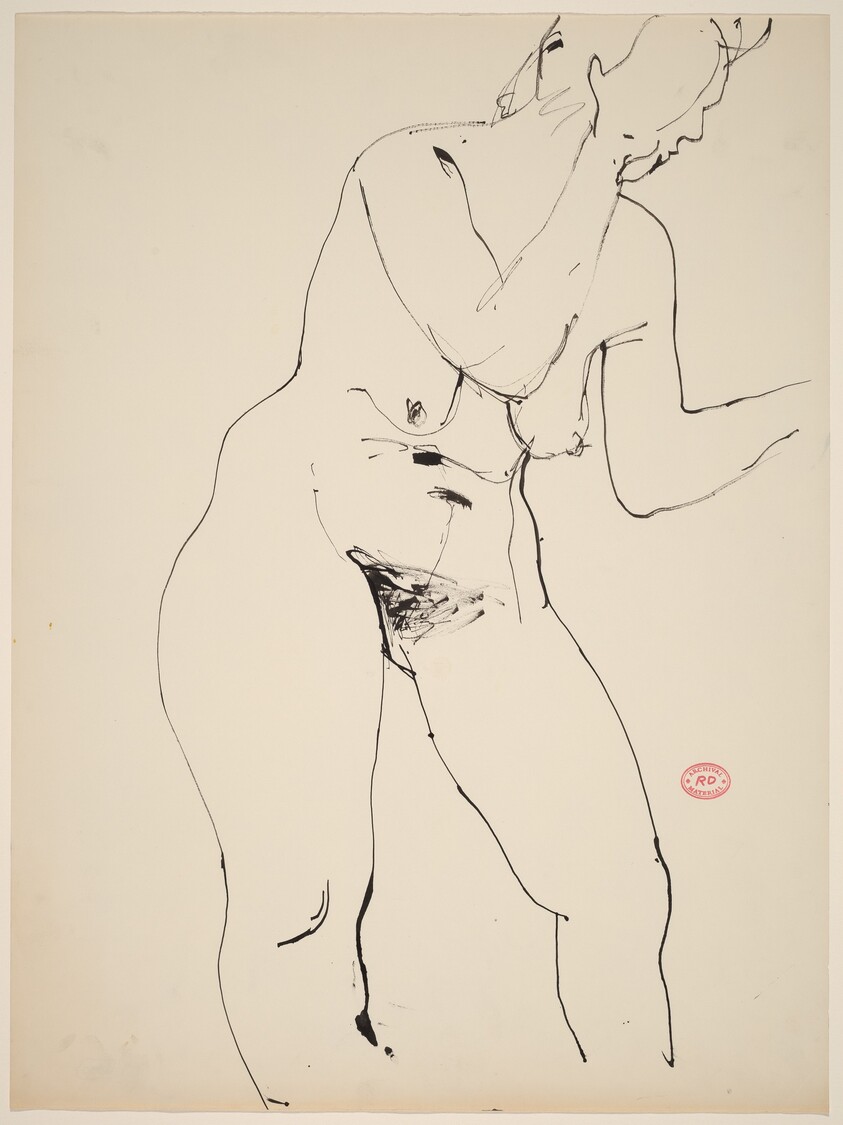Untitled [female nude standing and gesturing]