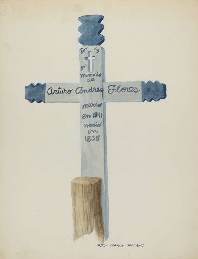 Hand Made & Painted Wooden Cross - Headstone
