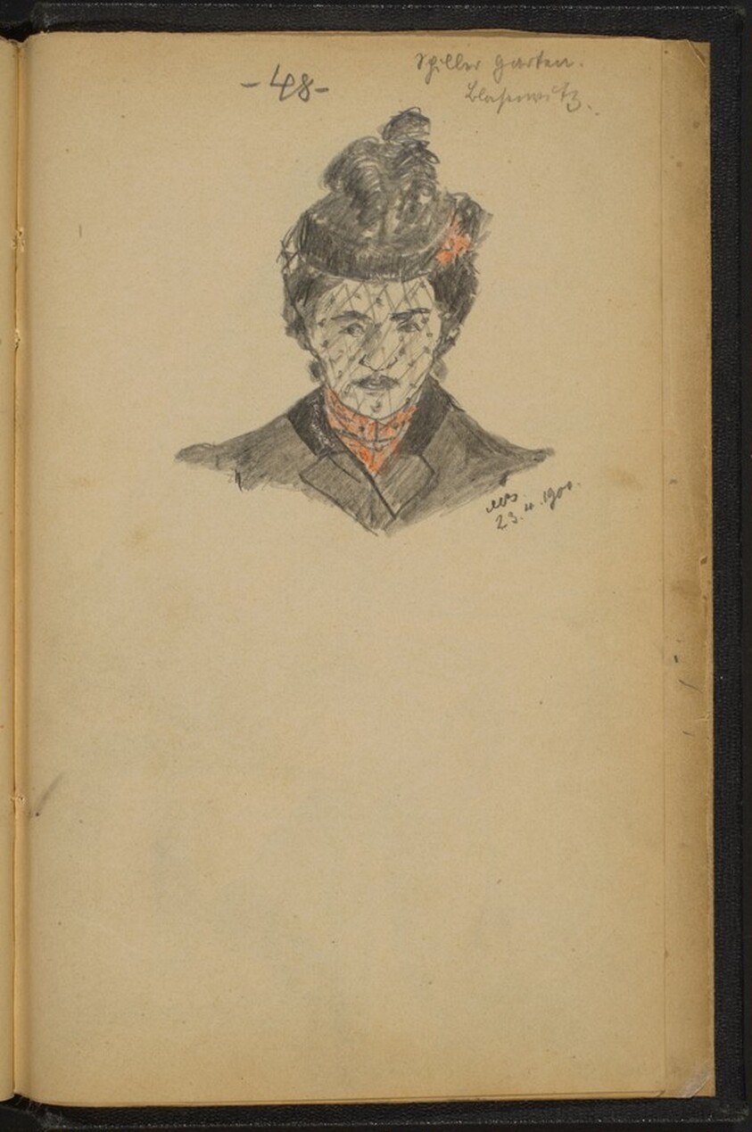 Woman in a Hat with Netting