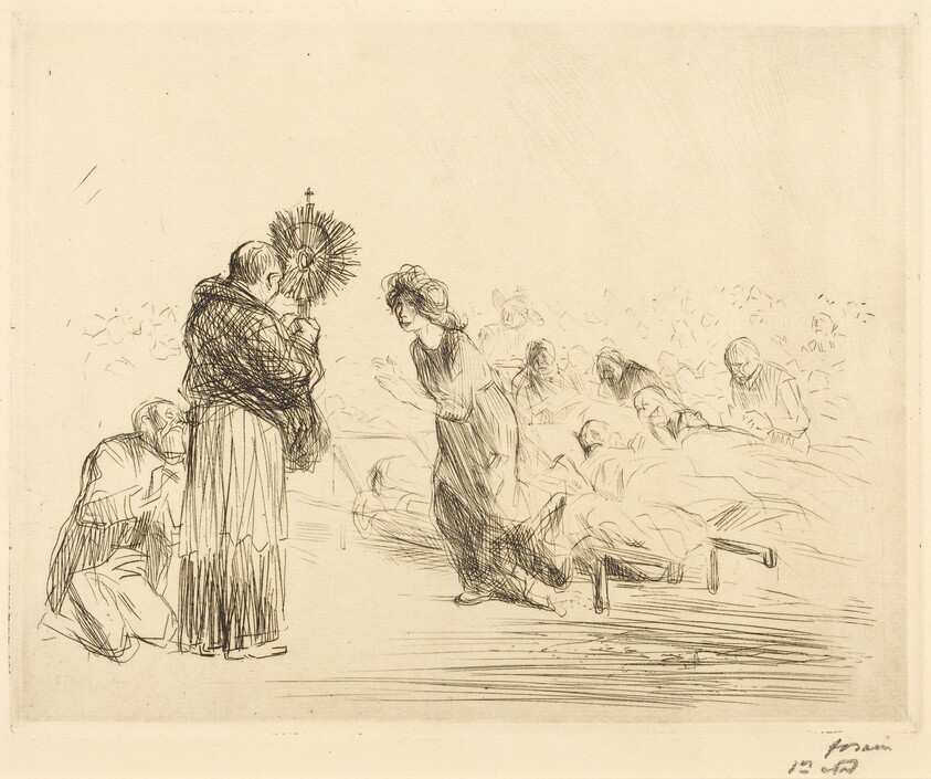 Le miraculé devant l'ostensoir (4e planche) (The Miracle before the Blessed Sacrament) (fourth plate)