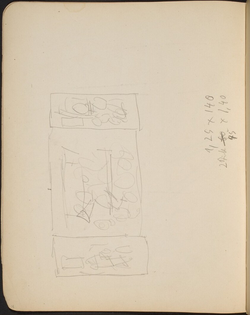 Kompositionsskizze mit Bezeichnung (Sketch for Triptych) [p. 18]
