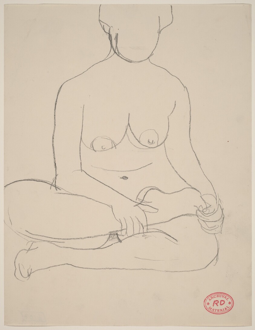 Untitled [female nude sitting cross-legged]