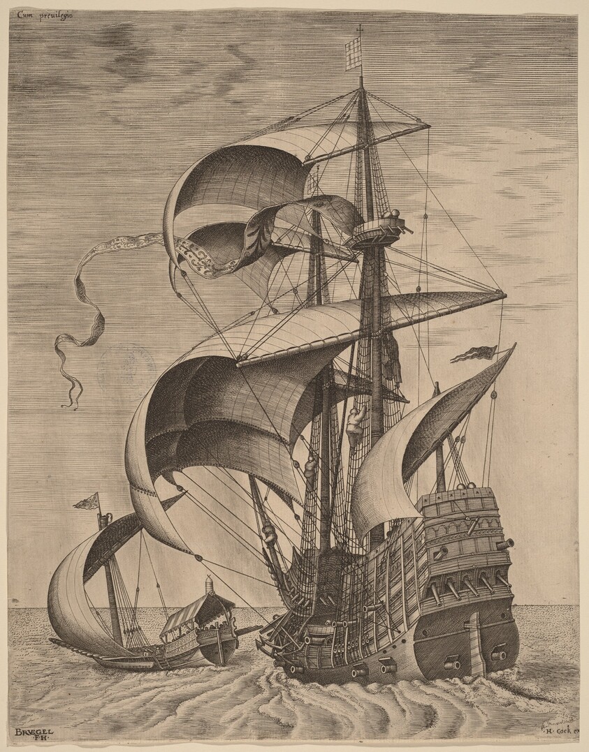 Armed Three-Master on the Open Sea, Accompanied by a Galley
