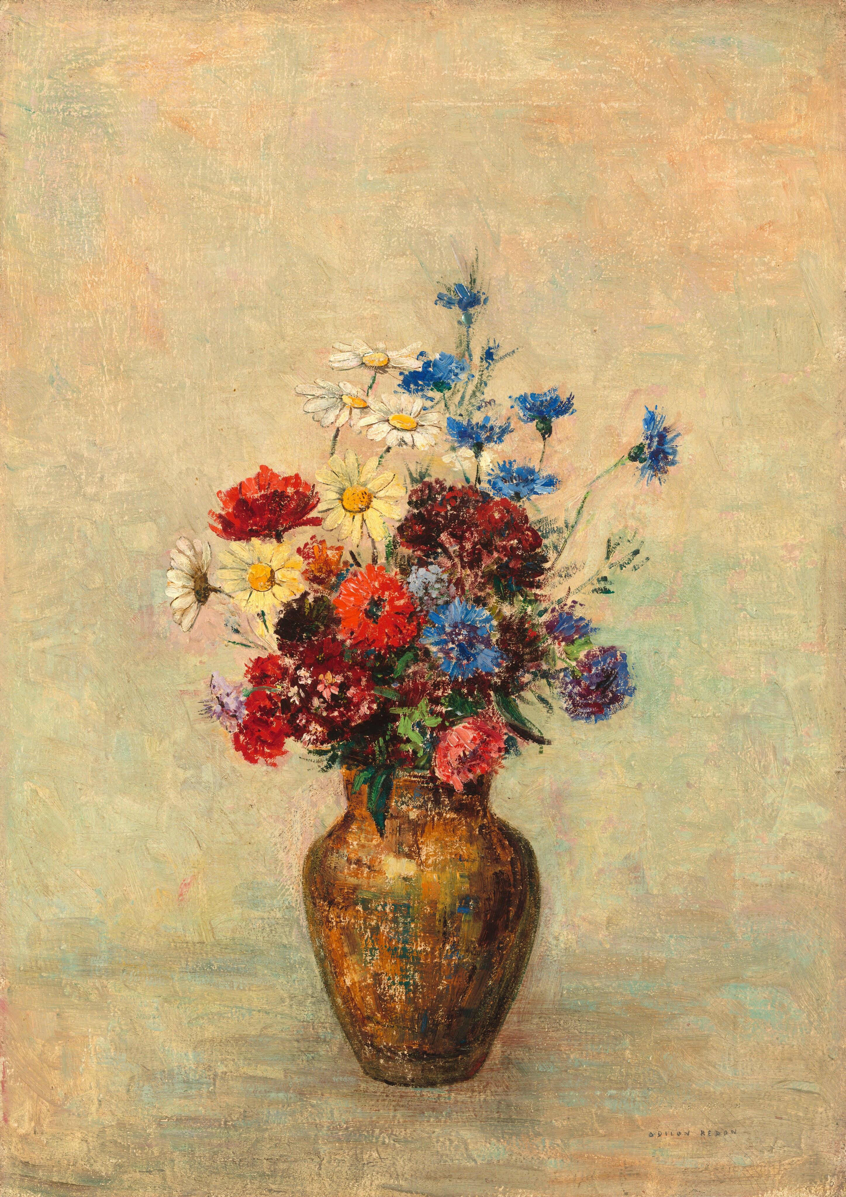 最高級のスーパー Flowers in Redon Odilon by Vase a 絵画