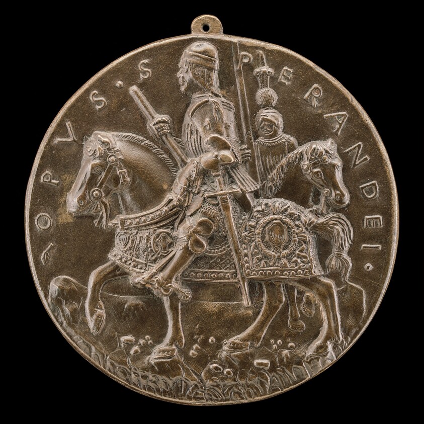 Giovanni Bentivoglio and Squire Riding Horses [reverse]