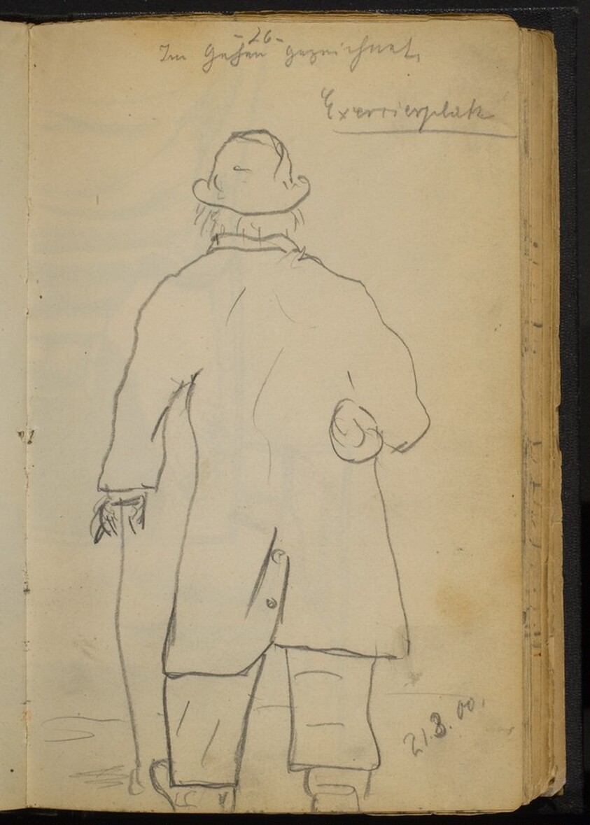 Man with a Bundle under His Arm, Walking with a Cane