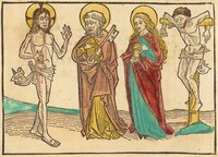 Christ Showing His Wounds to Peter, the Magdalene and the Good Thief, German 15th Century, 1480/1490
