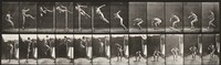 Plate Number 158. Jumping, running twist high jump, Eadweard Muybridge, 1887
