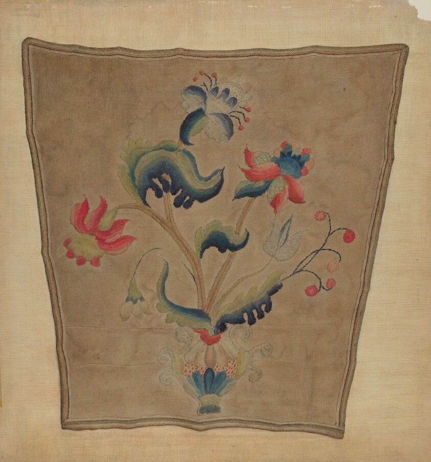 Crewel Embroidery Chair Piece