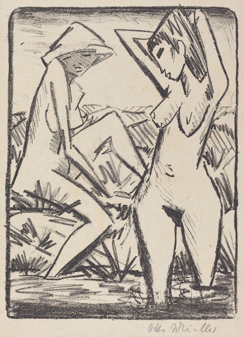 Standing Girl on Water and the Other Sitting on the Shore