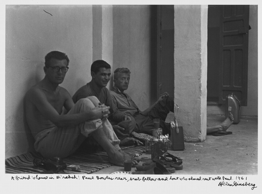 A friend's house in M'raksh! Paul Bowles rear, Arab fellow and host who shared rent with Paul. 1961