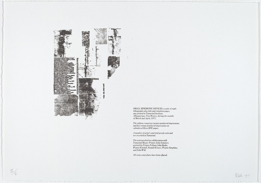 Colophon for "Small Mnemonic Devices"