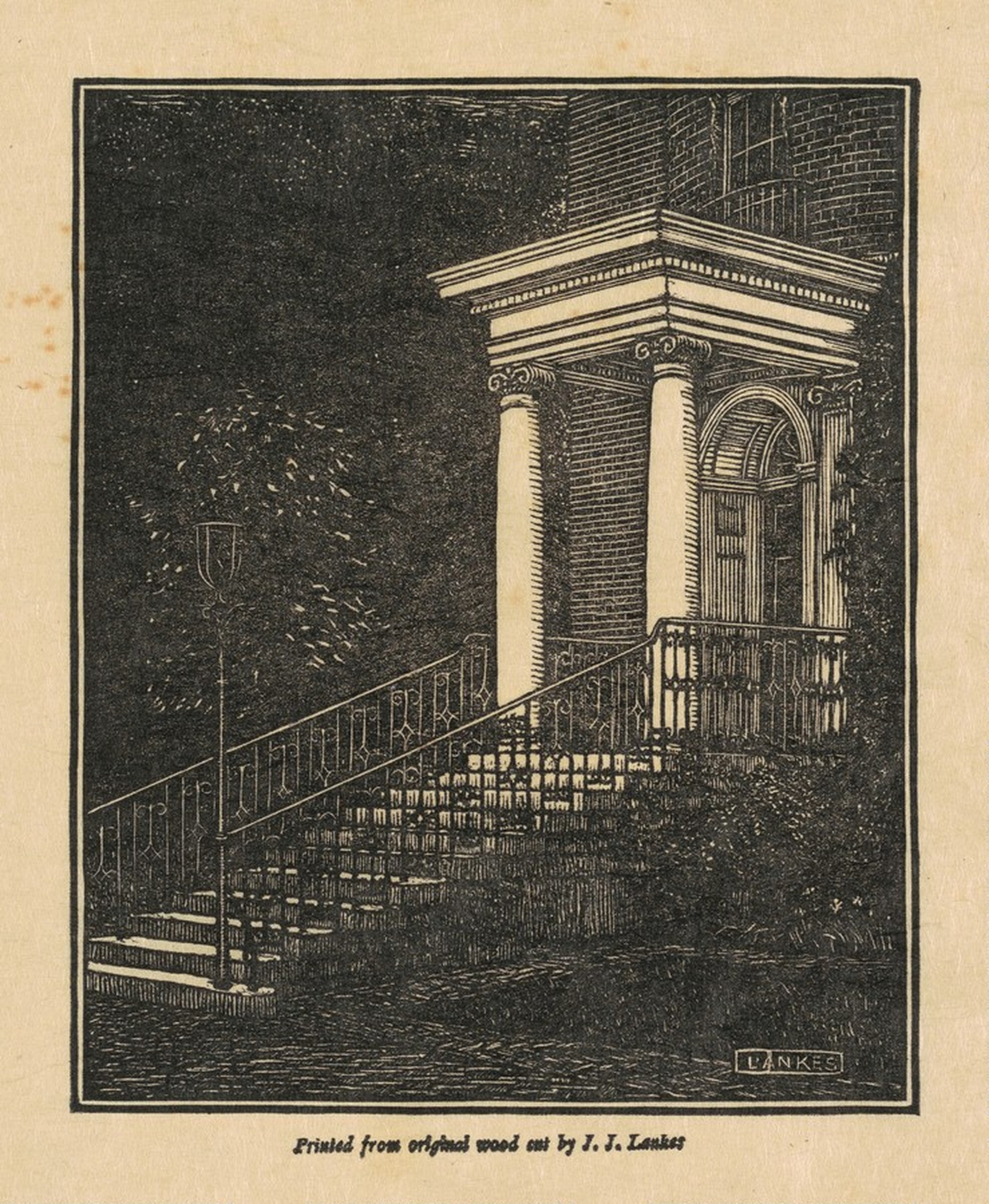 Octagon House Front Entrance, J. J. Lankes, 1923