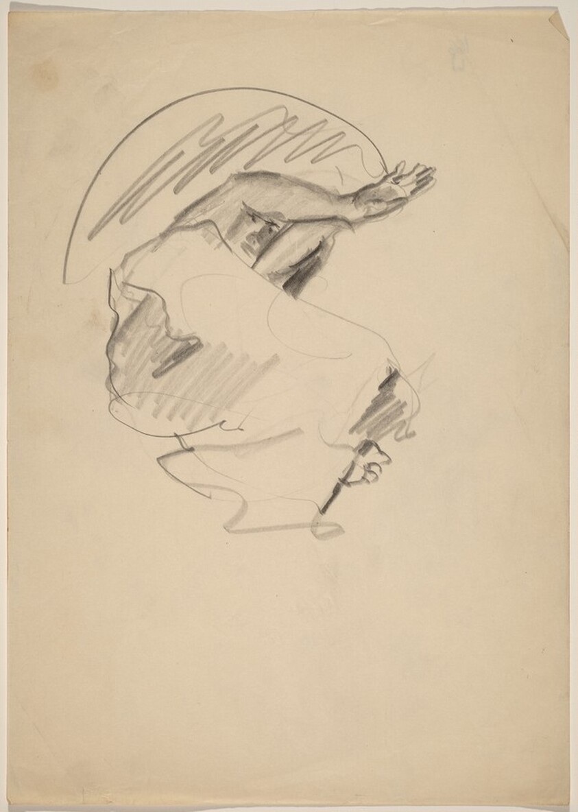 Reclining Figure with Arms Extended Over Head, Knees Bent