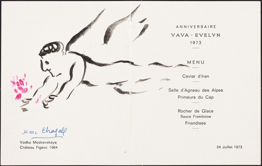 Birthday Menu with a Drawing of an Angel