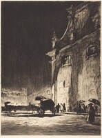 Rainy Night in Rome, Muirhead Bone, 1913