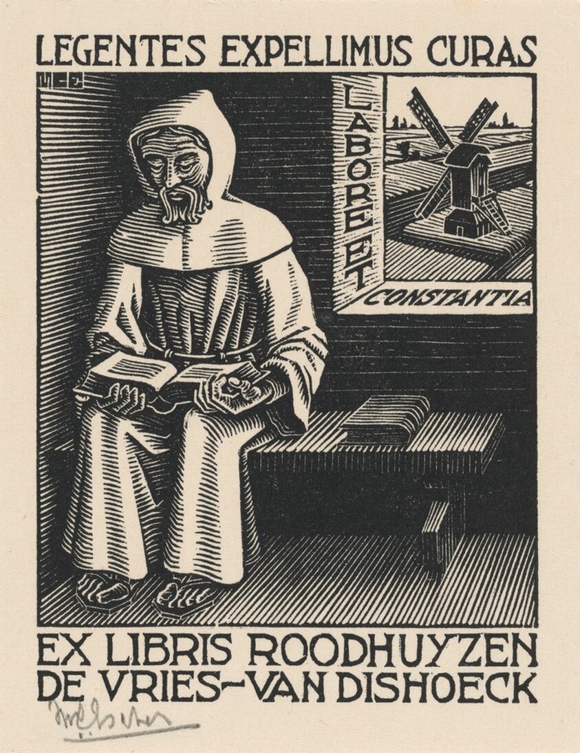 Bookplate D.H. Roodhuyzen de Vries-Van Dishoeck