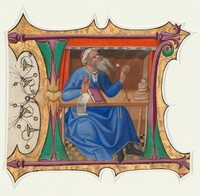 Initial L with Old Testament Prophet, Master of the Cypresses, 1430s