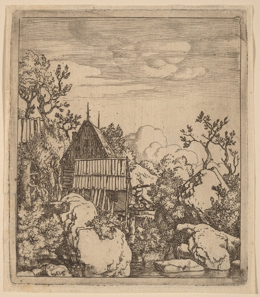 Man on a Small Wooden Bridge