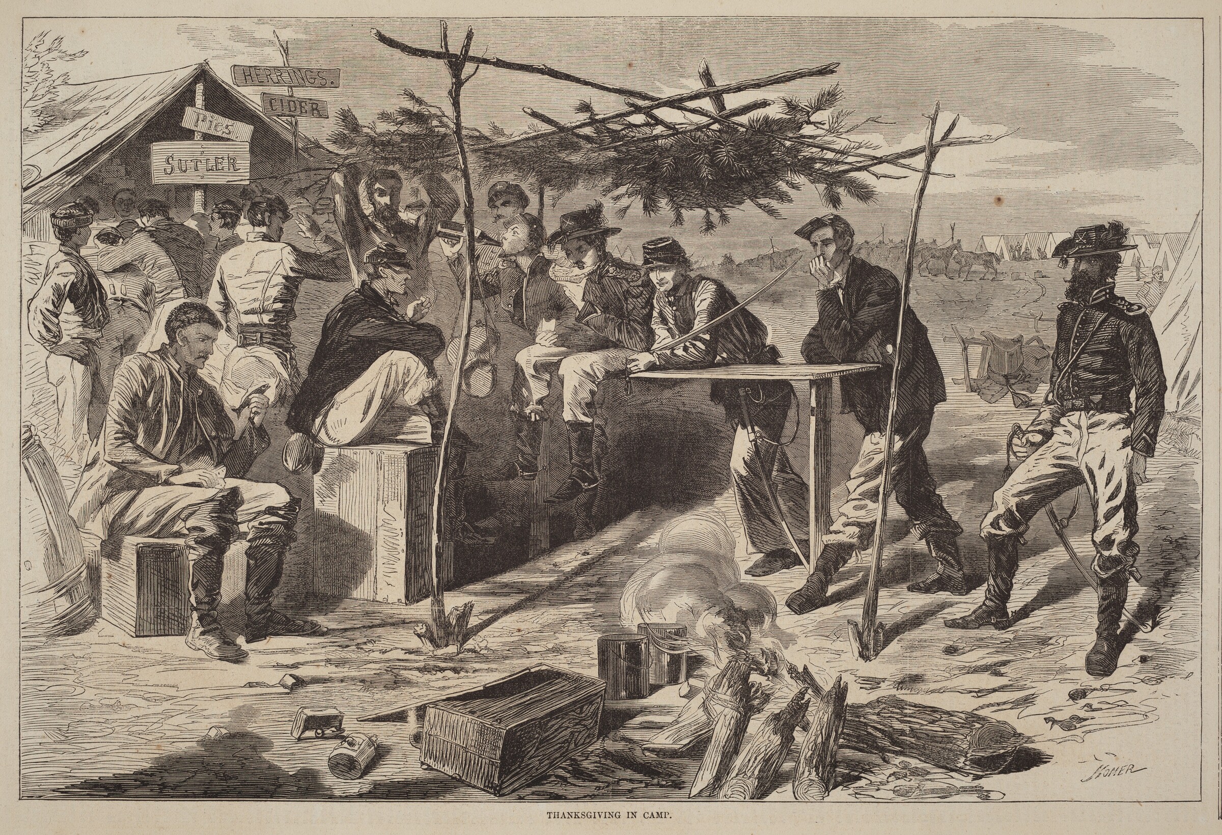 Thanksgiving in Camp, after Winslow Homer, published 1862